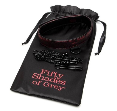 Obroża z zaciskami na sutki - Fifty Shades of Grey Sweet Anticipation Collar Nipple Clamps